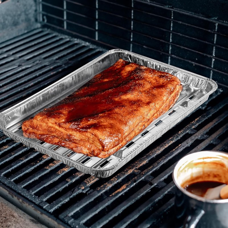 50 Pack Aluminum Grill Pans 9x13 Inch Broiler Pans Oven Disposable Aluminum gallery