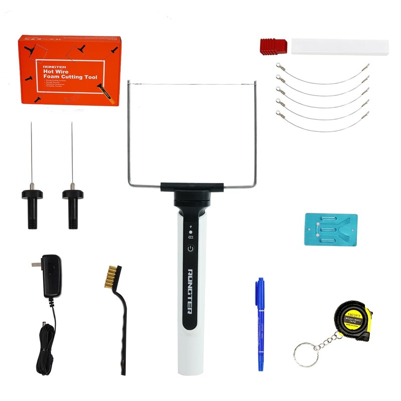 RONGTER 3-in-1 Hot Wire Foam Cutter Kit Electric Tool U-Blade 4in Straight Blade