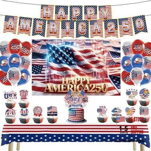 America 250th Anniversary Party Decoration Kit, July 4th Decorations,