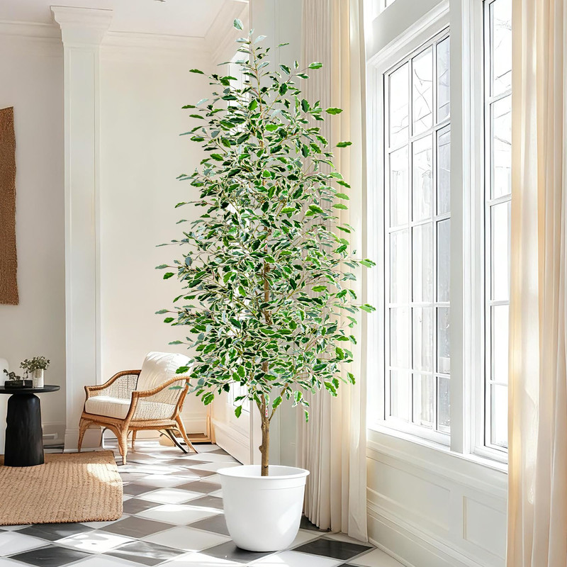 Bailikang 7Ft Artificial Ficus Trees Indoor Faux Trees Indoor Fake Floor Plants