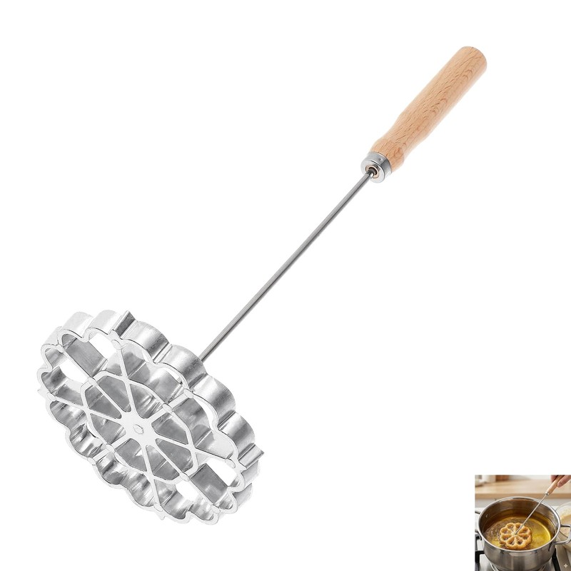 2 PCS Rosette Iron Timbale Molds B1 Cast Aluminum Bunuelos Maker Handle