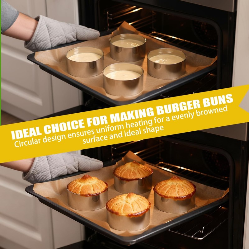 12 Pack 4 Inch Hamburger Bun Rings Mold English Baking Muffin Rings Stainless... gallery