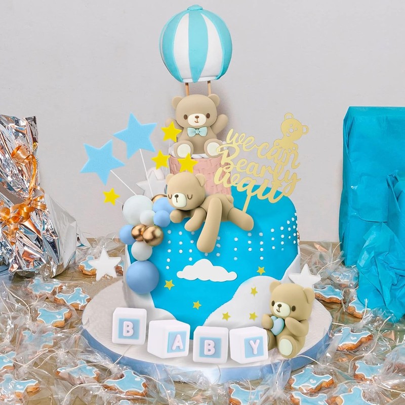 Bear Cake Toppers Mini Bear Cake Decorations Cake Toppers Gold White Pearl Ball gallery