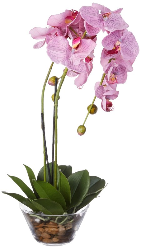 Nearly Natural Phalaenopsis Glass Vase Silk Flower Arrangement 4643-Pp