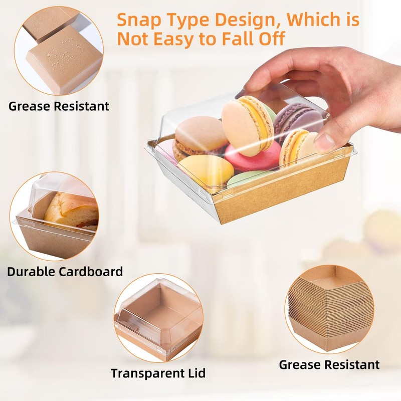 Charcuterie Boxes with Clear Lids, 5.32 x 4.92 x 2.36 Inch Dessert Boxes, Squ... gallery