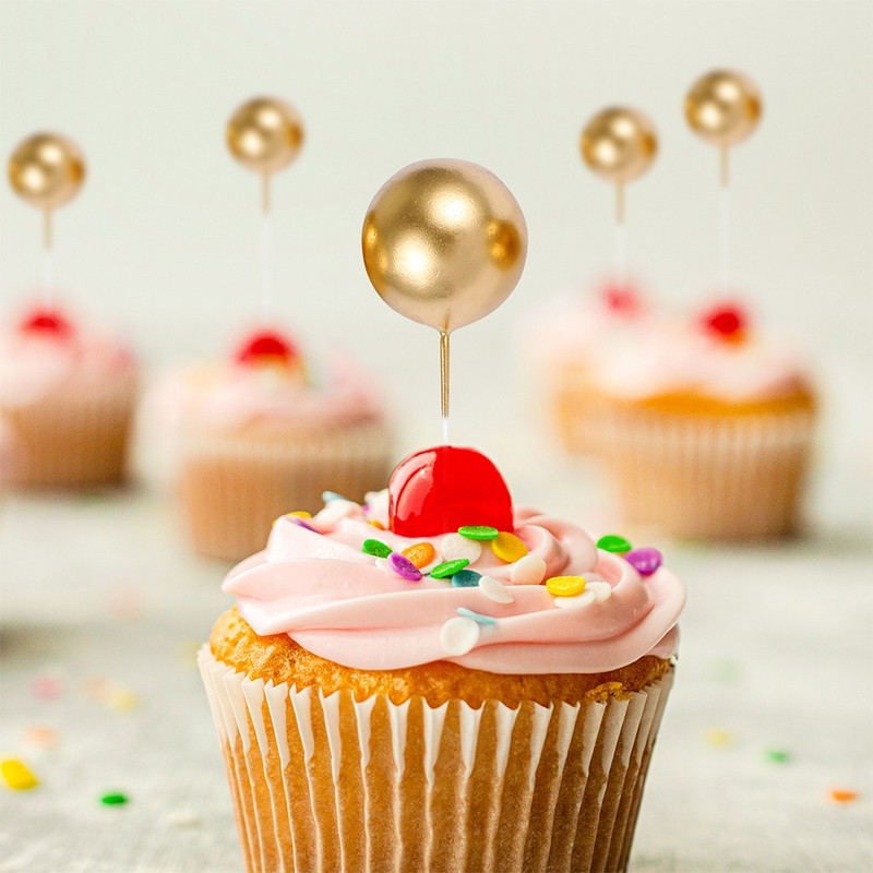 Golden Reusable Round Cake Topppers 20Pcs Cupcake Decoration Accessories gallery