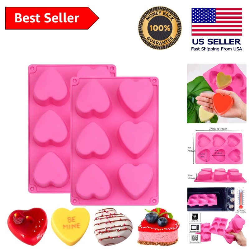 Silicone Molds Set – Heat Resistant, Heart-Shaped for Desserts & Soap