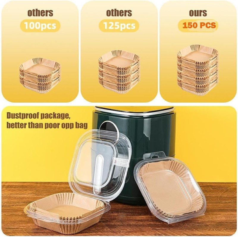 150 PCS Non-stick Oil-Proof 2-5QT, 7.5" Air Fryer Parchment Paper Liners gallery