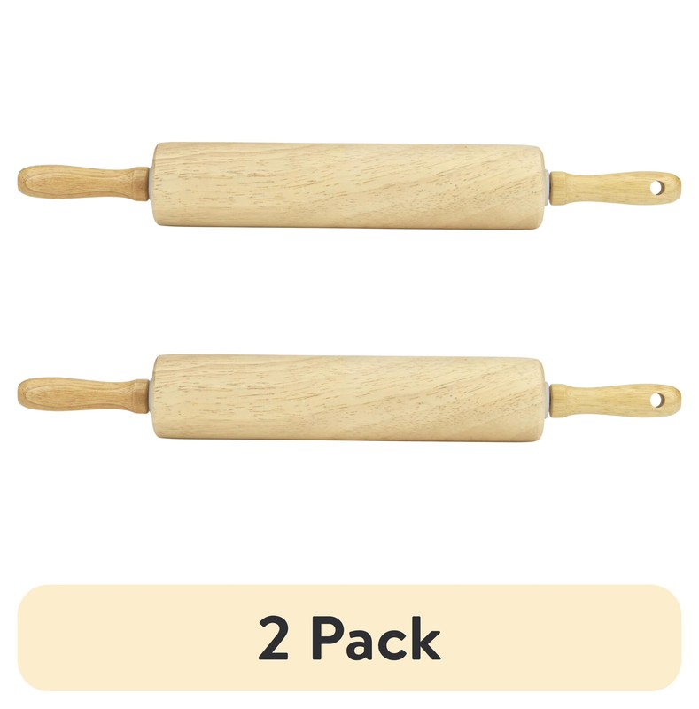 2 pack) Wood Rolling Pin 10″ x 2″, Water-Resistant, Wood Barrel Dough Rolling