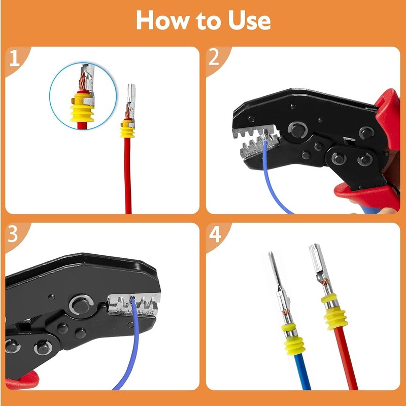Wire Crimping Tool with Ratchet, Amliber Ratchet Wire Crimper Tool for Open gallery