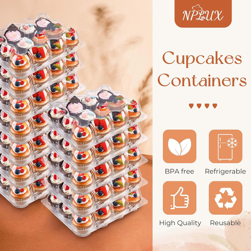12 Count Cupcake Containers 20 Pack Cupcake Holders with Detachable Tall Dome Li gallery