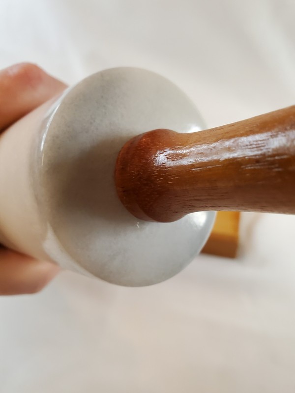 Vintage Marble Rolling Pin With Wood Cradle Stand Kitchen Utensil gallery