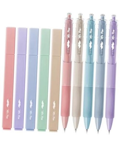 – Aesthetic Highlighters and Gel Pens, 10 Pack, Pastel Colors Bible