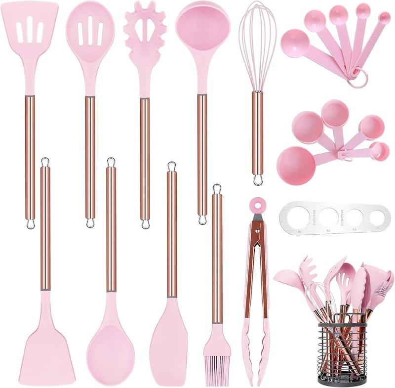 Kitchen Utensil Set with Holder, 22 Pcs Silicone Cooking Utensils Set for
