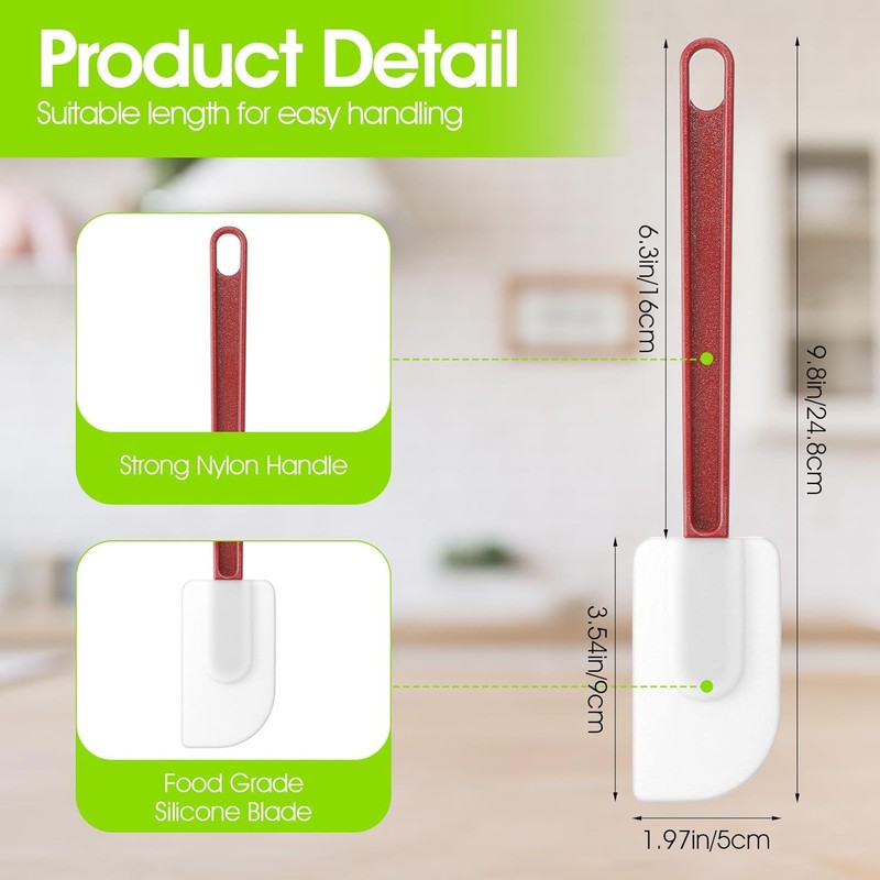 9 Pcs Silicone Spatula 10 Inch, mercial Spatula 500℉ Heat Resistant gallery