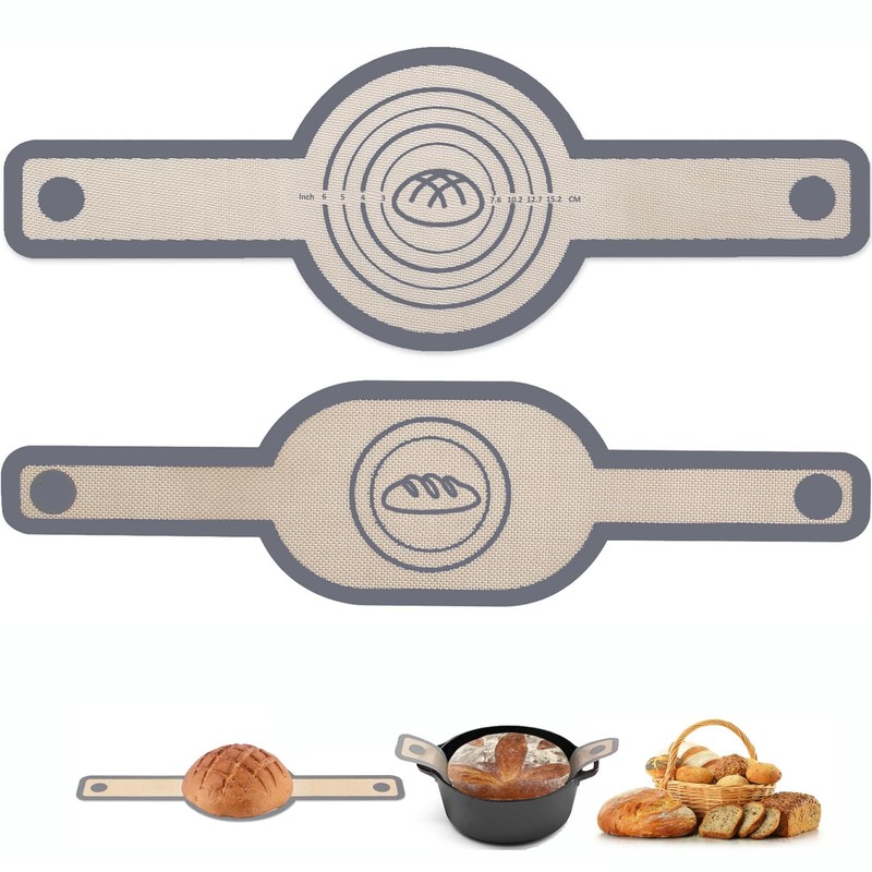 2 Pack Silicone Bread Sling for Dutch Oven – Oval & Round Shapes, Gray
