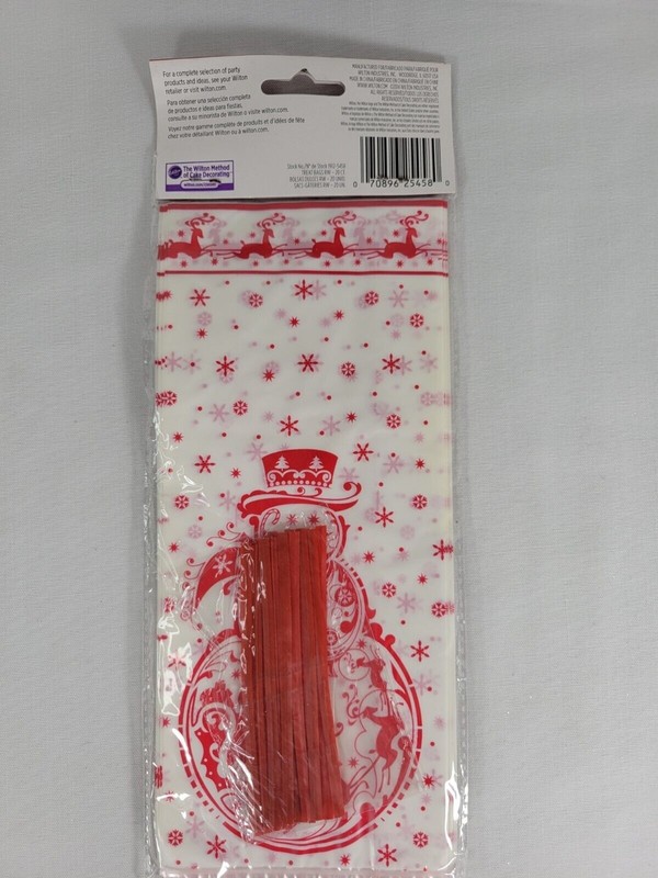 Snowman Christmas Holiday Treat Bags 20 ct from Wilton NEW with Ties gallery