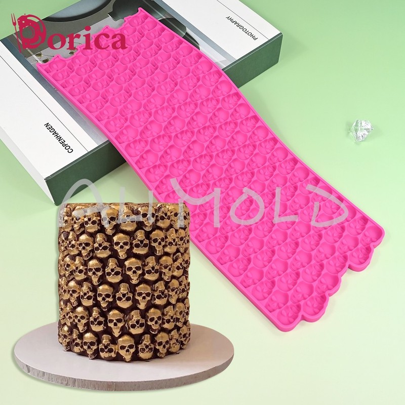 3D Halloween Skull Cake Border Lace Mat DIY Sugarcraft Fondant Chocolate gallery