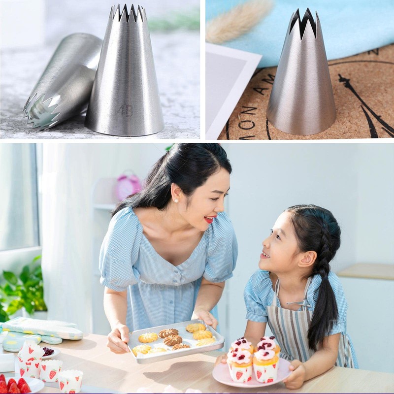 5 PCS Large Stainless Steel Frosting Tip Set Cake Decorating Nozzles gallery
