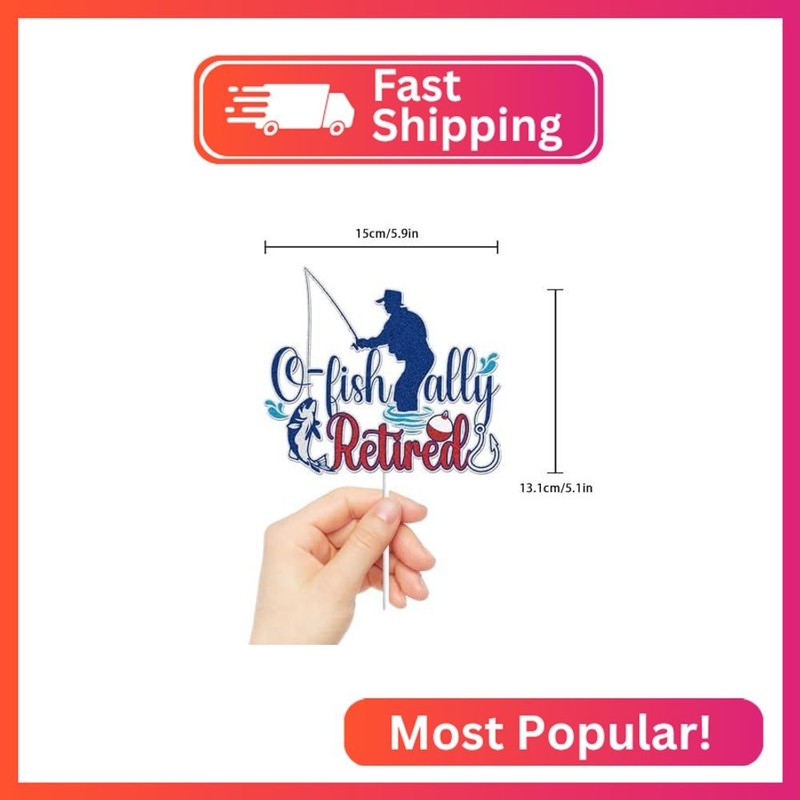 O-fish-ally Retired Cake Topper Blue Glitter We Will Miss You I'm Retired Asked gallery