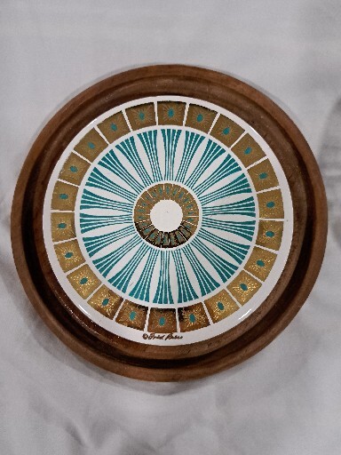 Vintage Goodwood Thailand Genuine Teak Wood Plate Covered Glass Cheese Dome gallery
