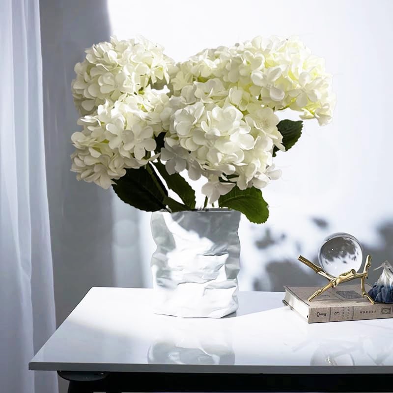 Wistart 8Pcs White Hydrangea Artificial Flowers 27.57 Large Realistic Single gallery