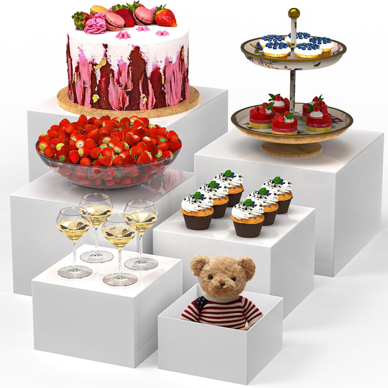 6 PCS Buffet Risers Set – Elegant Display Stands for Food, Jewelry & Collectible