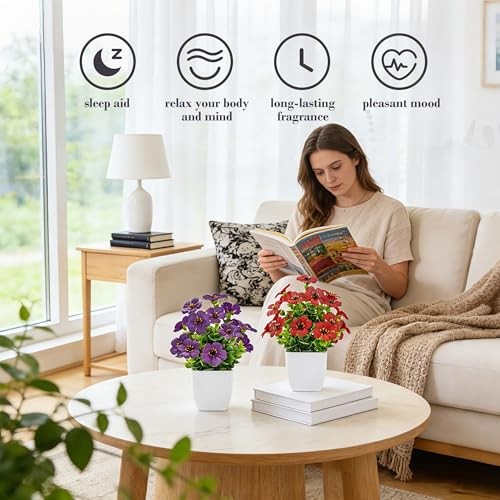 4 Pack Small Fake Plants Mini Artificial Flowers for Bathroom Bedroom White gallery