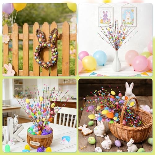 39Pcs Easter Decorations Artificial Easter Spray Vine with Pastel Eggs and gallery