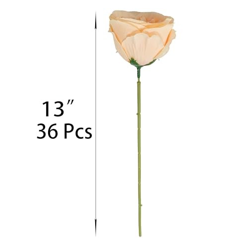 Fake Flower Heads for Craft,3.3'' Rose Heads Artificial 36 Champagne gallery