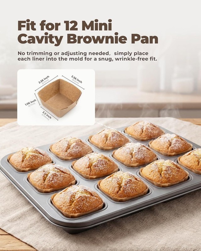 Mini Cupcake Liners Square Parchment Paper Non Stick 100Pcs 2.2x2.2in gallery