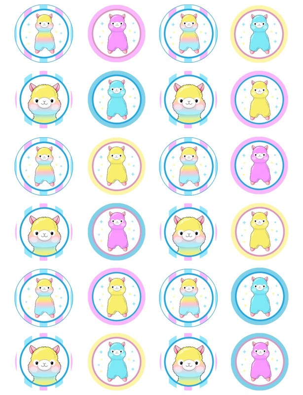 Cute Edible Pastel Alpaca llama cupcake Topper Birthday Decorations gallery
