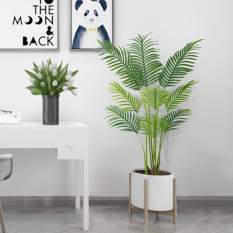 Haihong 4Ft Artificial Palm Treefaux Areca Palm Plant Real Touch Leaves And gallery