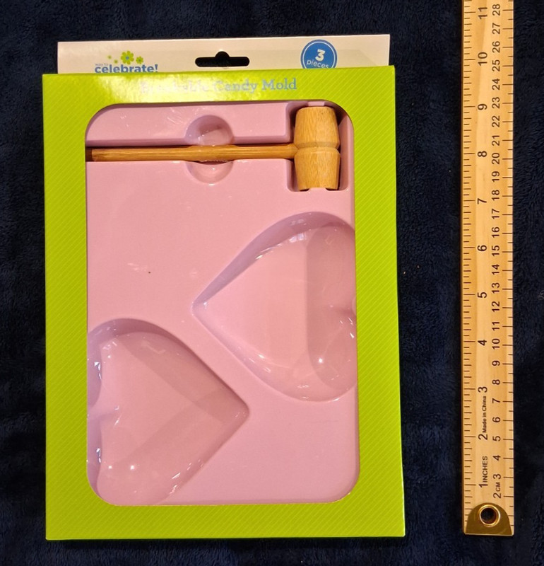 Way To Celebrate Valentines Heart Breakable Chocolate Candy Mold Kit Mallet NIP
