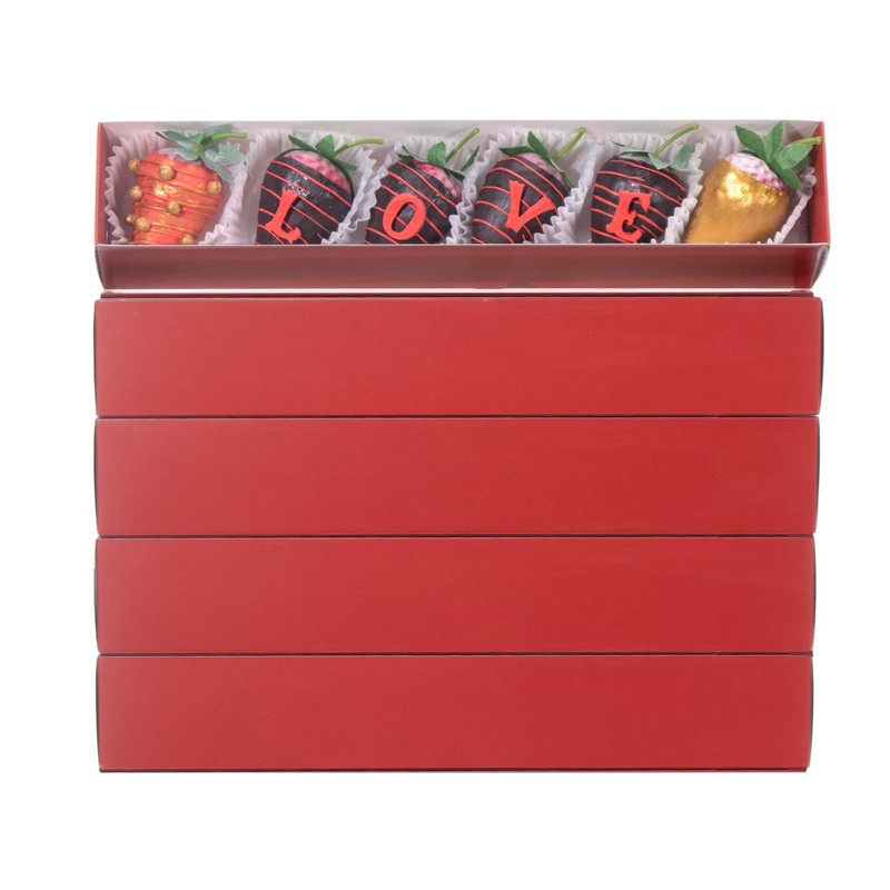 15Pack 12x2¼x2 Inches Chocolate Covered Strawberries Boxes for 6 Macaron Truffle