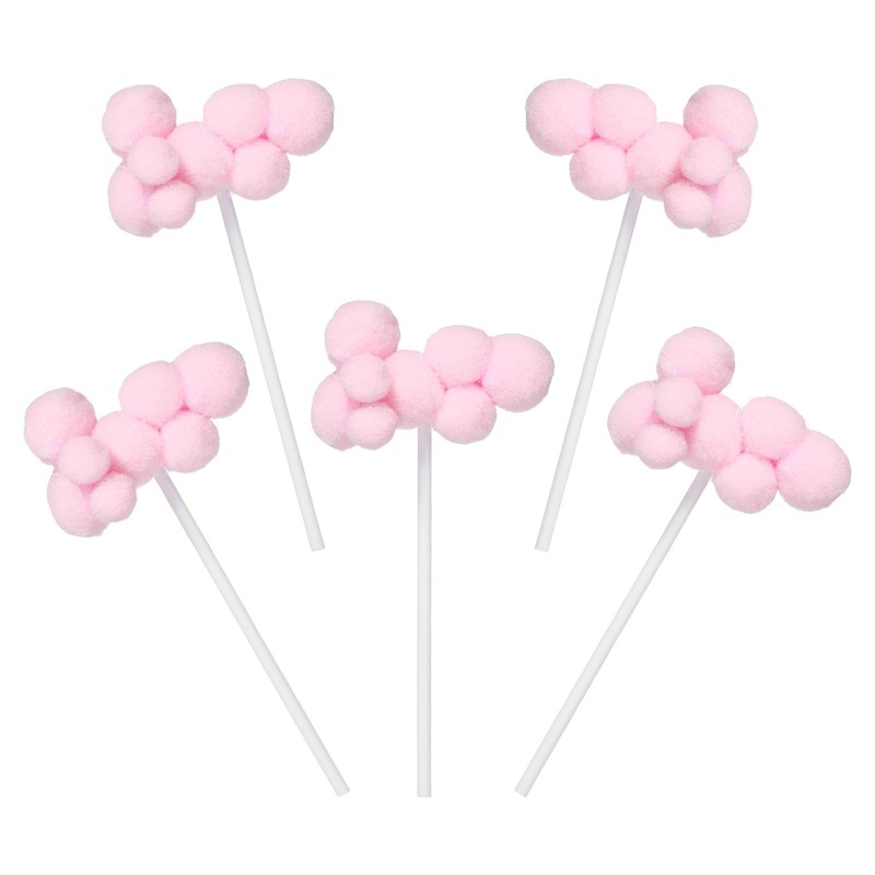 10 Pcs Cloud Cupcake Toppers, 1.1 x 1.9 Inch Plush Cloud Cake Toppers, Pink