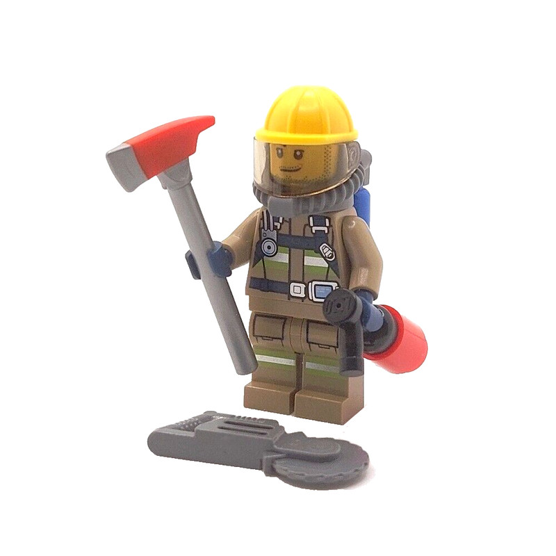 Genuine LEGO Fire Fighter Cake Topper Decoration Male Fireman With Accessories