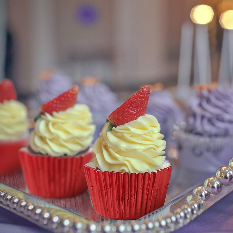 Cupcake Liners Red, Standard Size Red Foil Cupcake Liners Wrappers Metallic Baki gallery