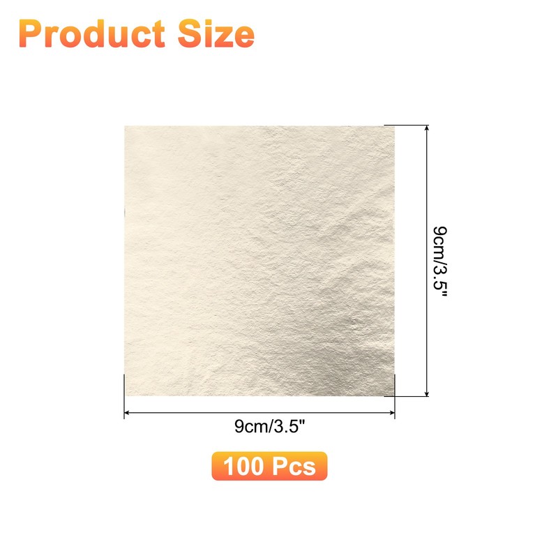 100pcs Leaf Sheets, 3.5" x 3.5" Foil Paper Sheets Light Gold gallery