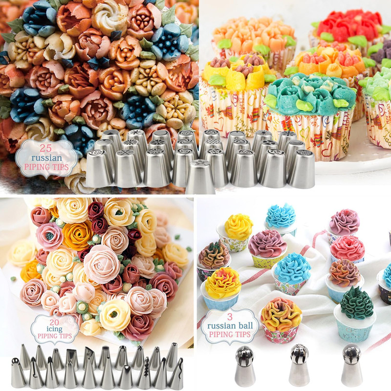 Russian Piping Tips for Cake Decorating – 88Pcs Flower Icing & Frosting Nozzles gallery