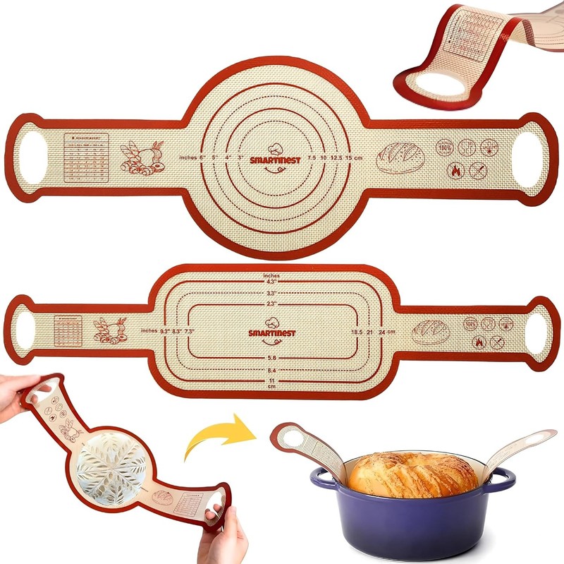 Sourdough Silicone Bread Sling for Dutch Oven, 2PCS Non-Stick Reusable Baking