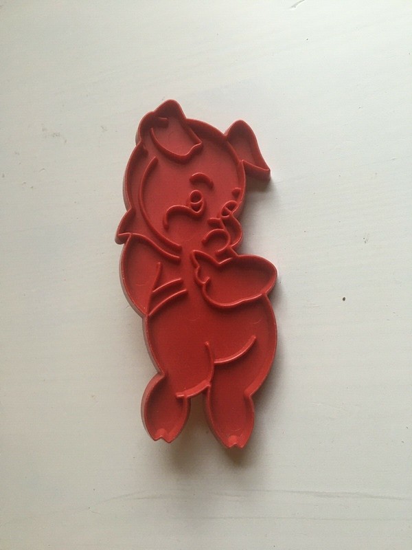 Vintage Porky Pig Red Plastic Tupperware Cookie Cutter with Handle