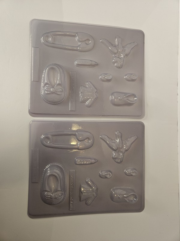 Plastic Baby Shower Chocolate Molds Lot Of 9 Carriage Bottle Shoes Teddy Bear gallery