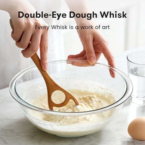 Wooden Danish Dough Whisk - 12.6" Handcrafted Dutch Bread natural wood color gallery