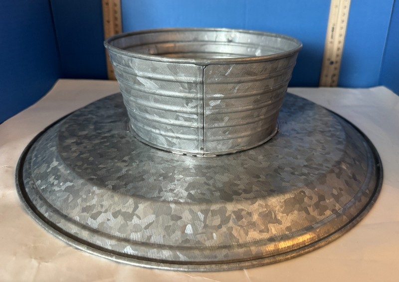 Galvanized Metal Pedestal Cake Stand Farmhouse Display Tray Rustic Wedding Decor gallery