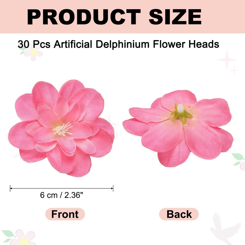30 Pcs Artificial Delphinium Flower Heads, Fake Delphinium Heads, Rose Red gallery