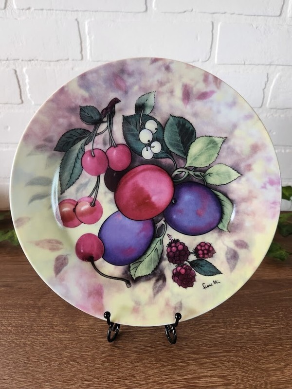 Cake Plate with Server "Still Life" by I.Godinger Porcelain Signed 10.5" gallery