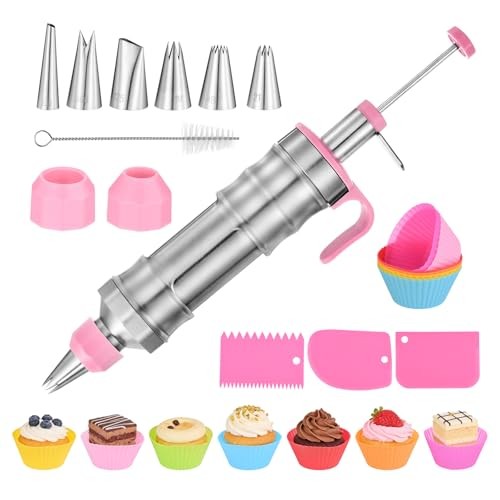 Dessert Decorating Set, Cake Decorating Kit with 6Pcs Stainless Steel Pink gallery