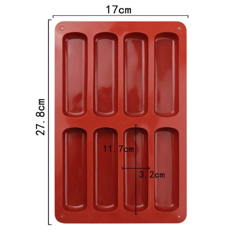 8 Holes Long Strip Finger Biscuit Silicone Mold 8 Holes Oven Cake Bakeware Mofp gallery