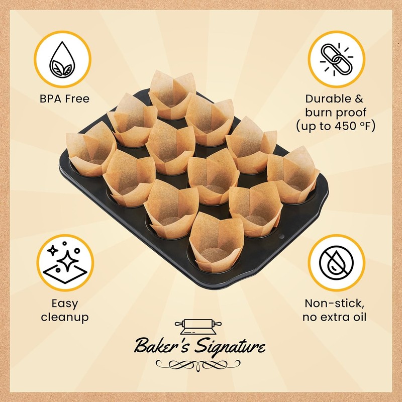 Cupcake Liners Muffin Liners Baking by Baker’s Signature – 200pcs gallery
